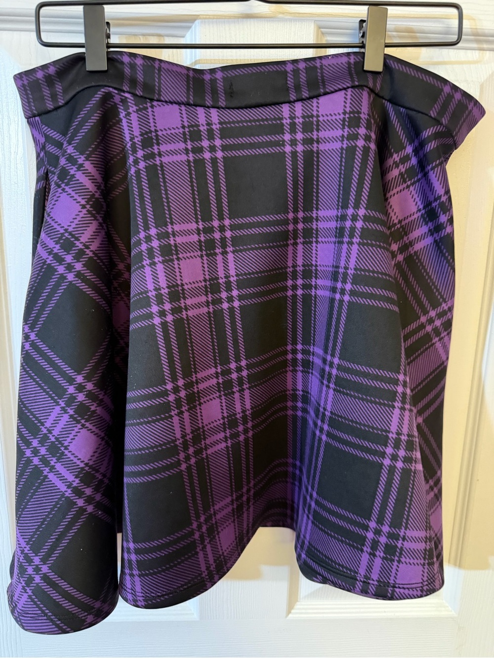 Purple Plaid A-Line Skirt with Front Zip - Picture 3 of 3